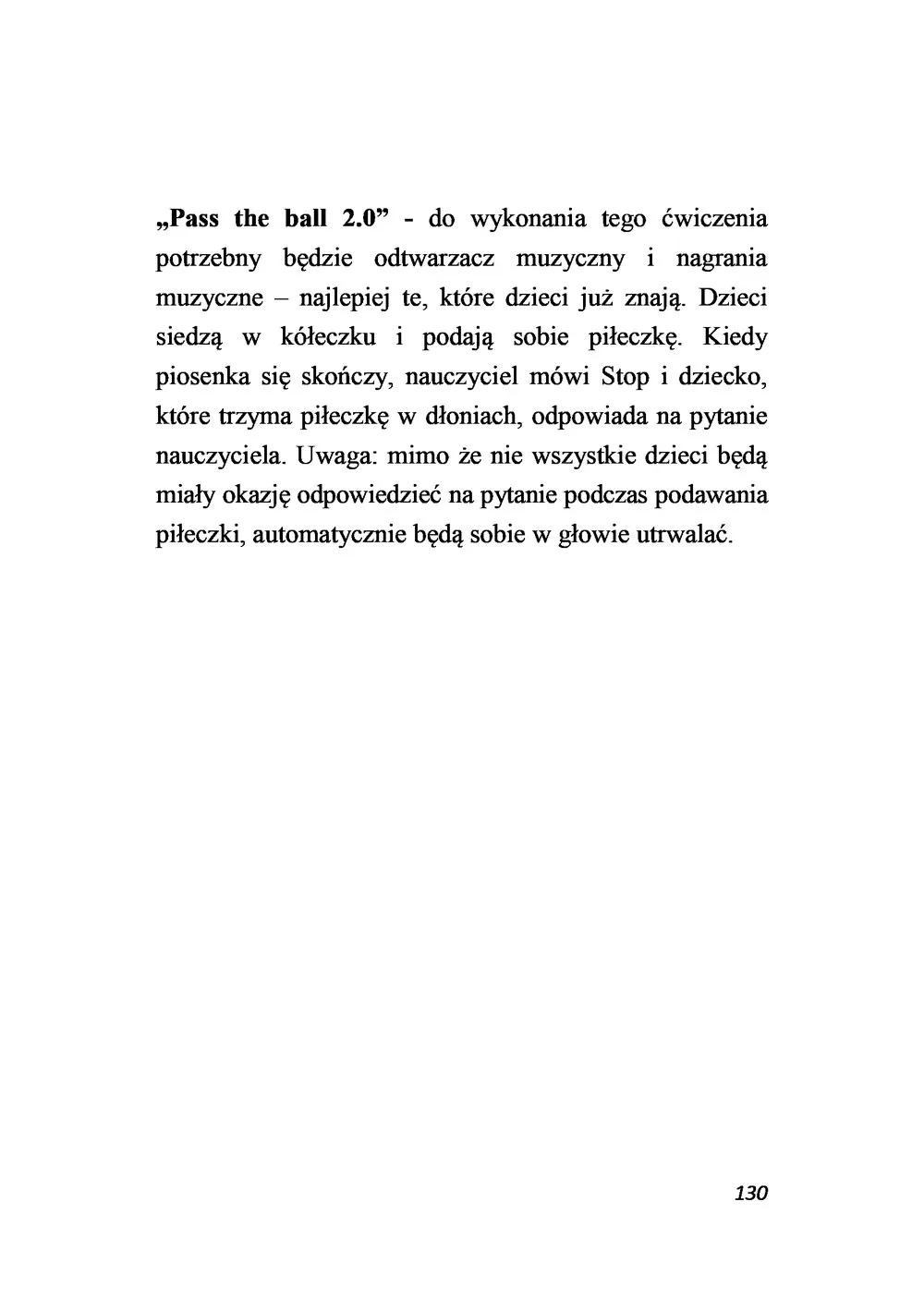 Strona książki: opis zabawy ze słownictwem i poleceniami