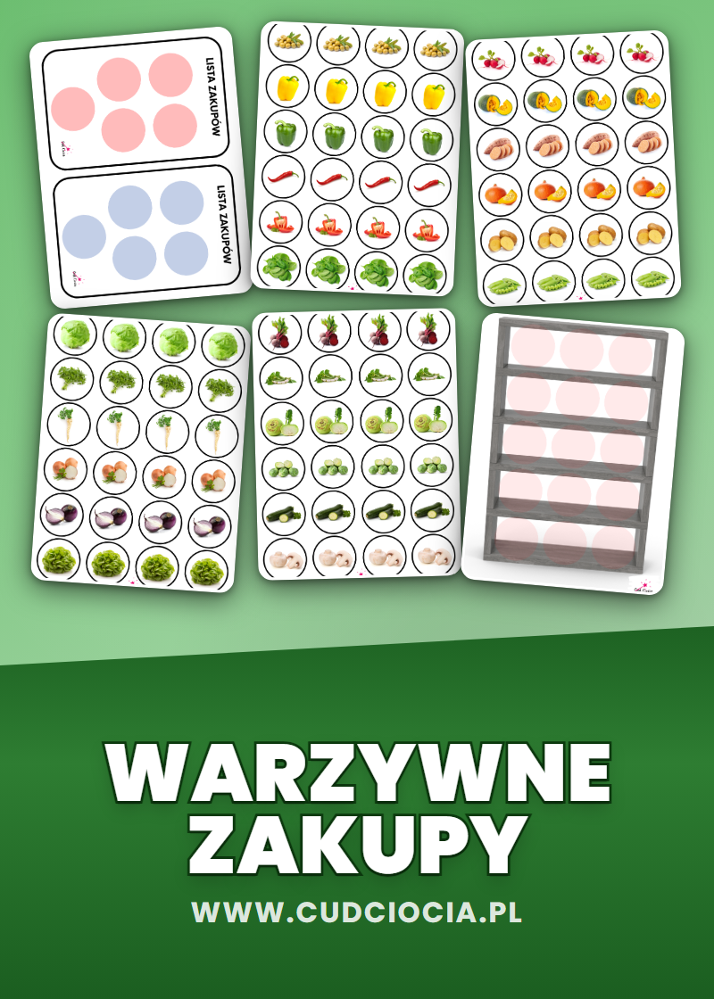 Warzywne zakupy - karta pracy zabawa w sklep