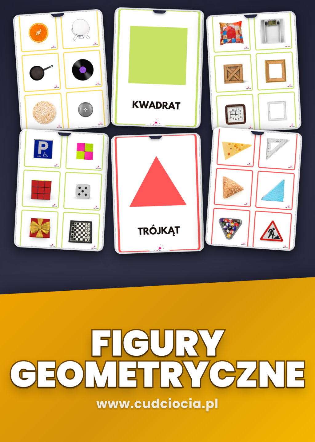 Figury Geometryczne Karty Pracy PL — 73 Karty z Fotografiami