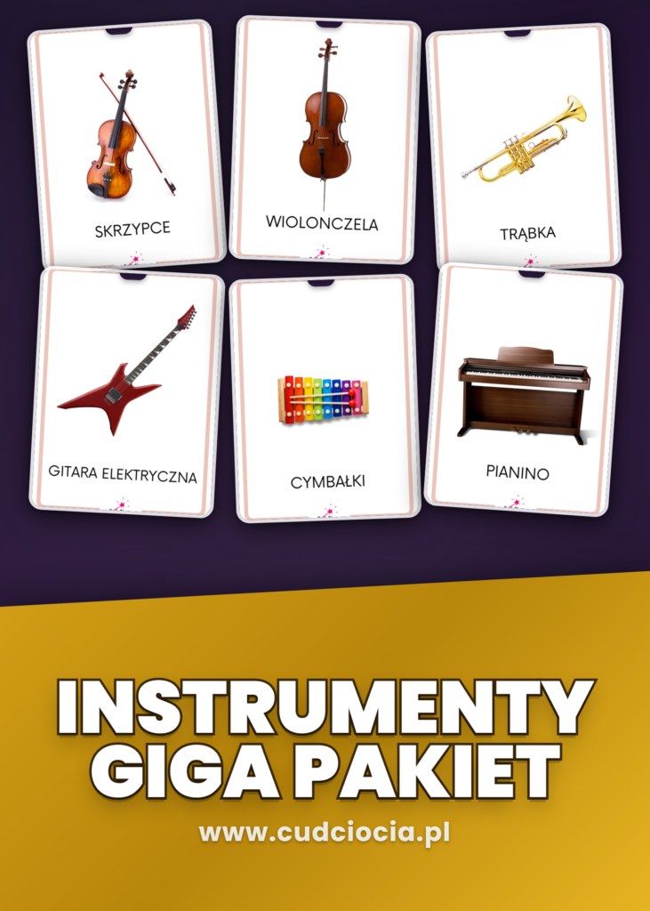 Instrumenty Muzyczne dla Dzieci – GIGA Pakiet PL (71 Stron: Karty, Karty Pracy, Sudoku, Dekoracje)