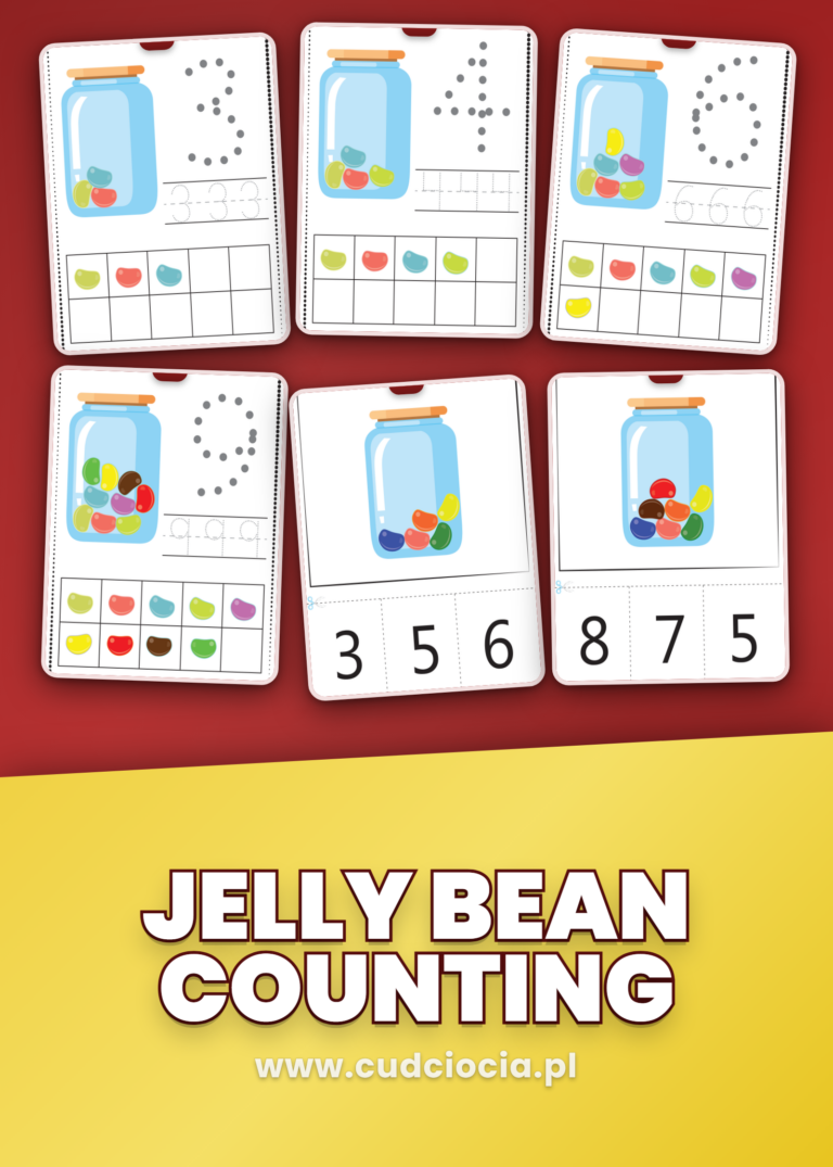 Cyfry do Druku 1-10 po Angielsku — Jelly Bean z Ten-Frame