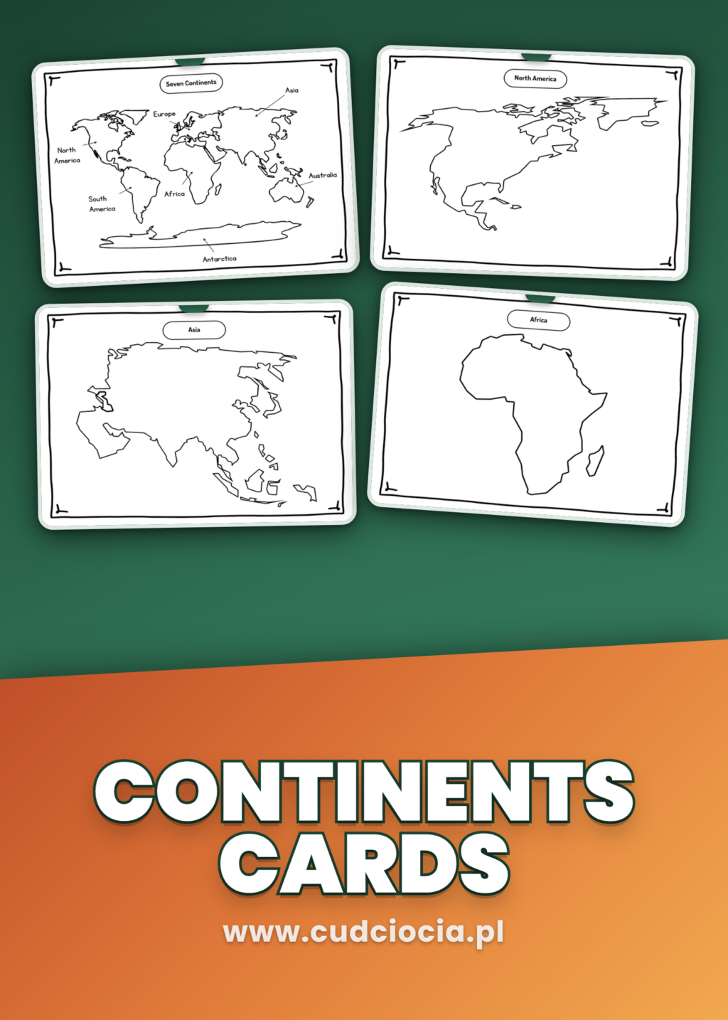 Continents & Oceans – Karty Dydaktyczne ANG
