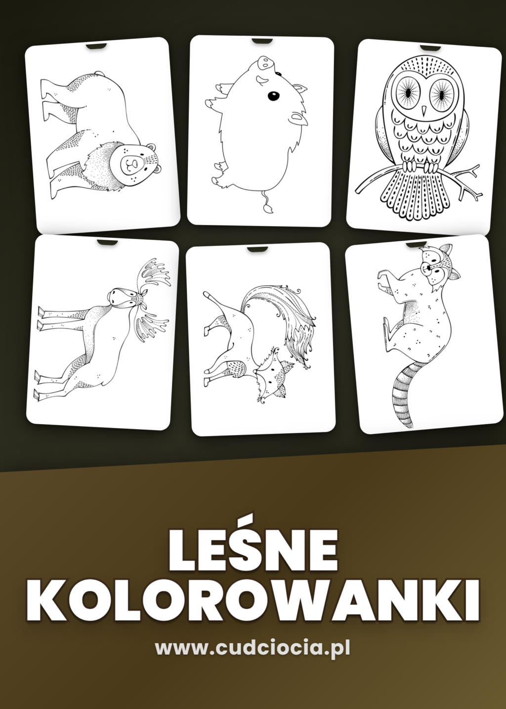 Kolorowanka Las – Leśne Zwierzęta i Rośliny (30 Stron do Druku, PDF)