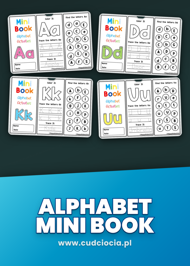 Mini Book Alphabet ANG — Karty Pracy Alfabet po Angielsku dla Dzieci, 27 Stron
