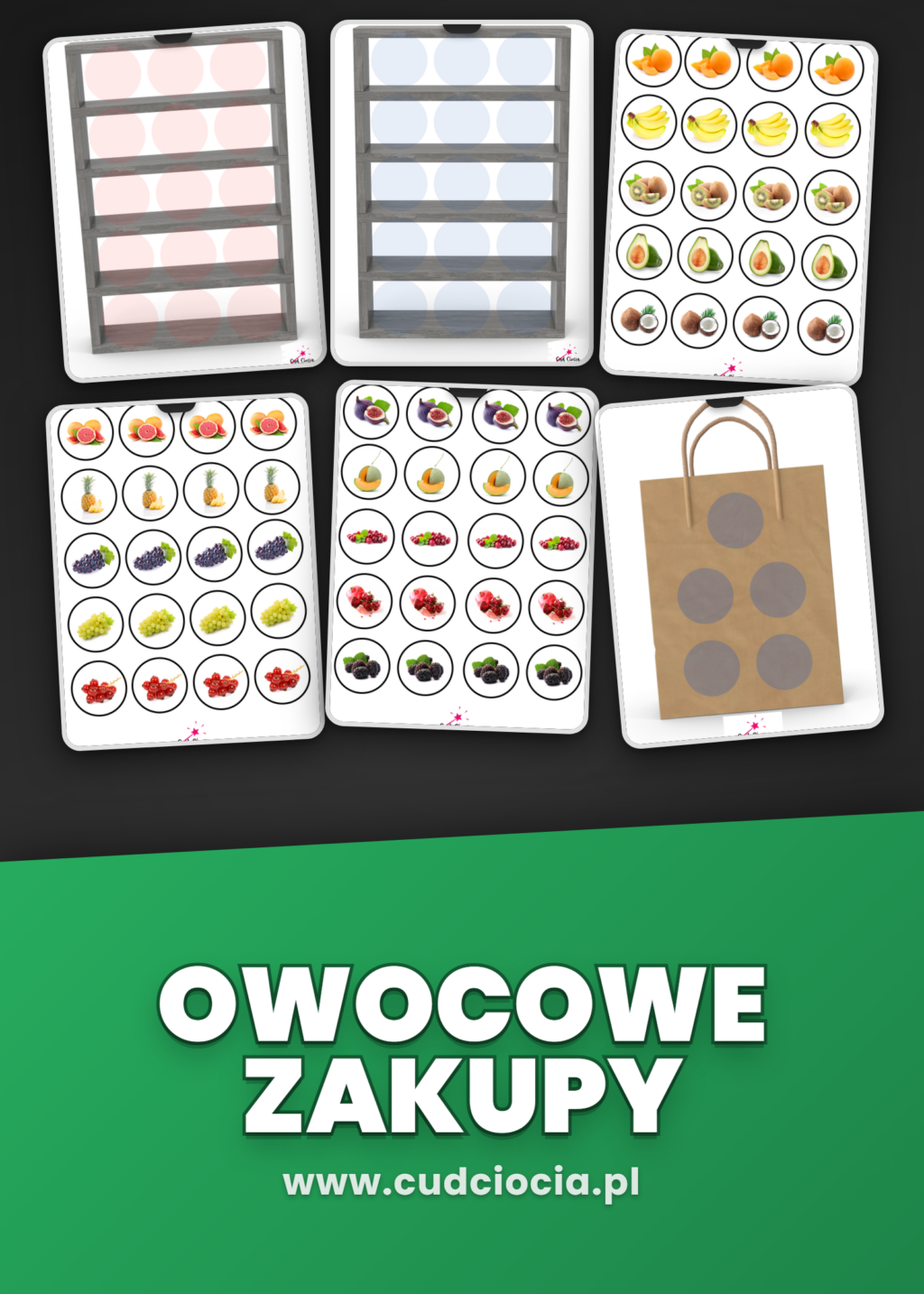 Owocowe Zakupy — Zabawa w Sklep z Fotografiami Owoców (17 Stron)