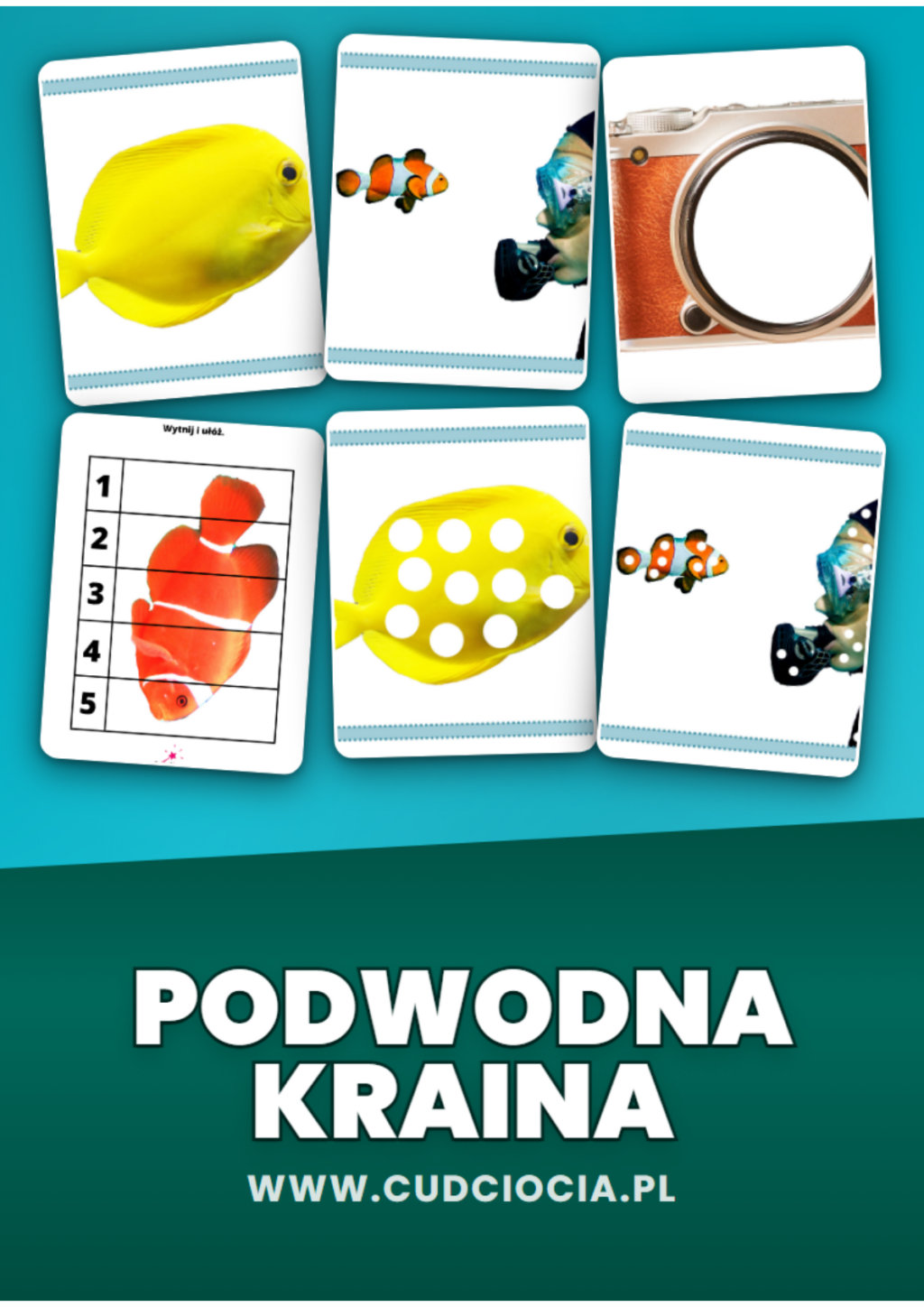 Podwodna Kraina GIGA Pakiet — 104 Strony Kart, Memory, Domino, Sudoku (PDF do Druku)