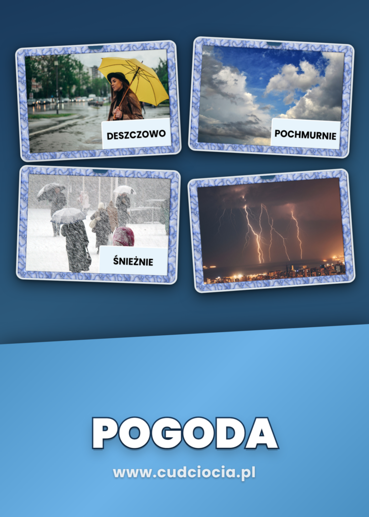 Pogoda — Karty Dydaktyczne (16 kart, PDF do druku)