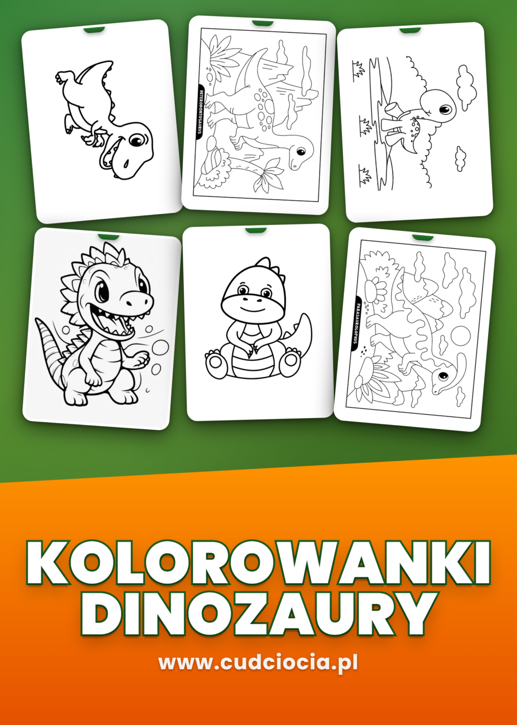 Kolorowanki Dinozaury — 49 Stron A4 do Druku (19 Gatunków + 30 Kart Kawaii)