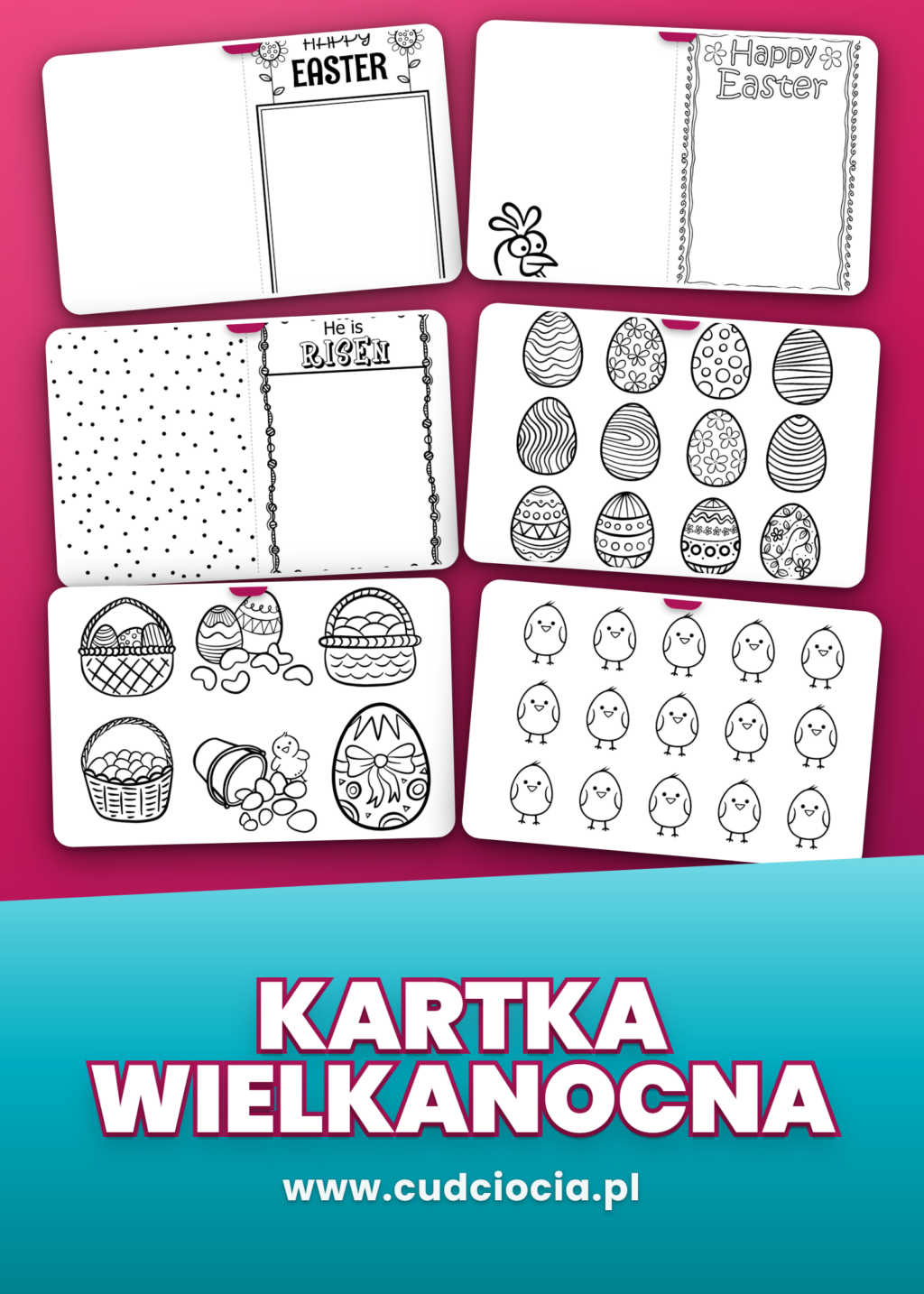 Kartka Wielkanocna do Druku — 11 Szablonów + Elementy do Wycinania