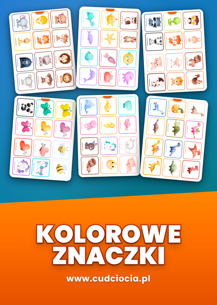 Kolorowe Znaczki – 60 Znaczków Przedszkolnych do Druku (Szafki, Kubki, Teczki)