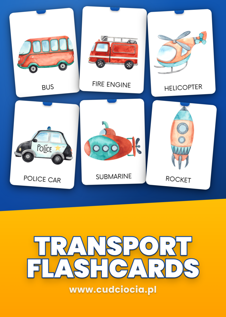Środki Transportu – Karty Prezentacyjne ANG (36 Flashcardów)