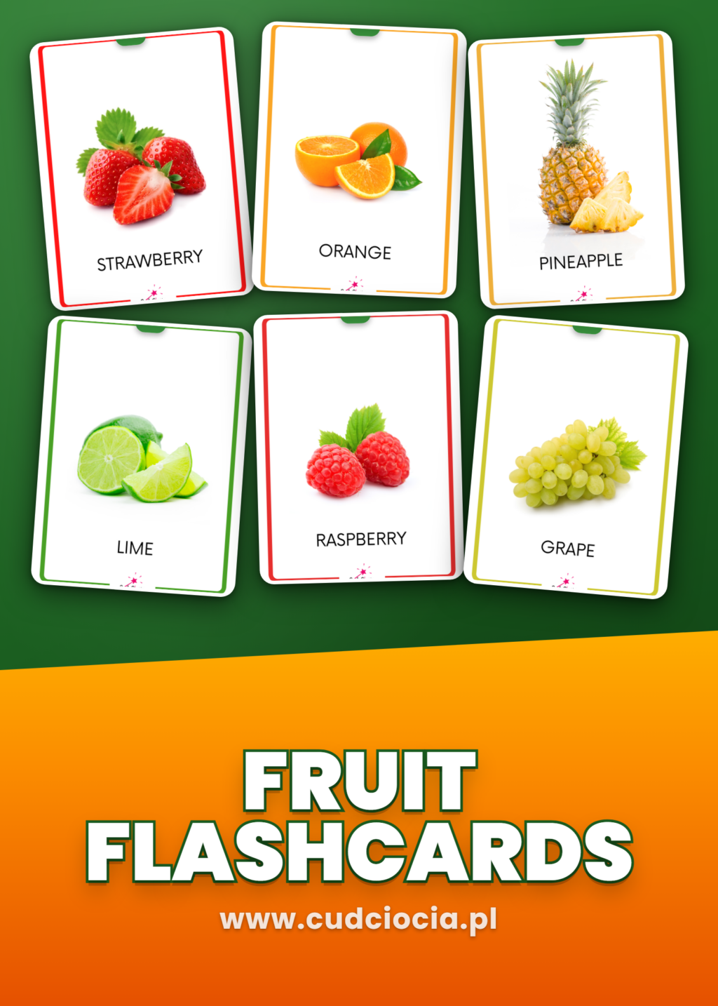 Fruit – Karty Prezentacyjne (32 Owoce ANG)
