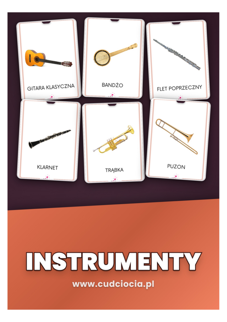 Musical Instruments — Instrumenty Muzyczne po Angielsku, Karty Prezentacyjne (27 Stron)