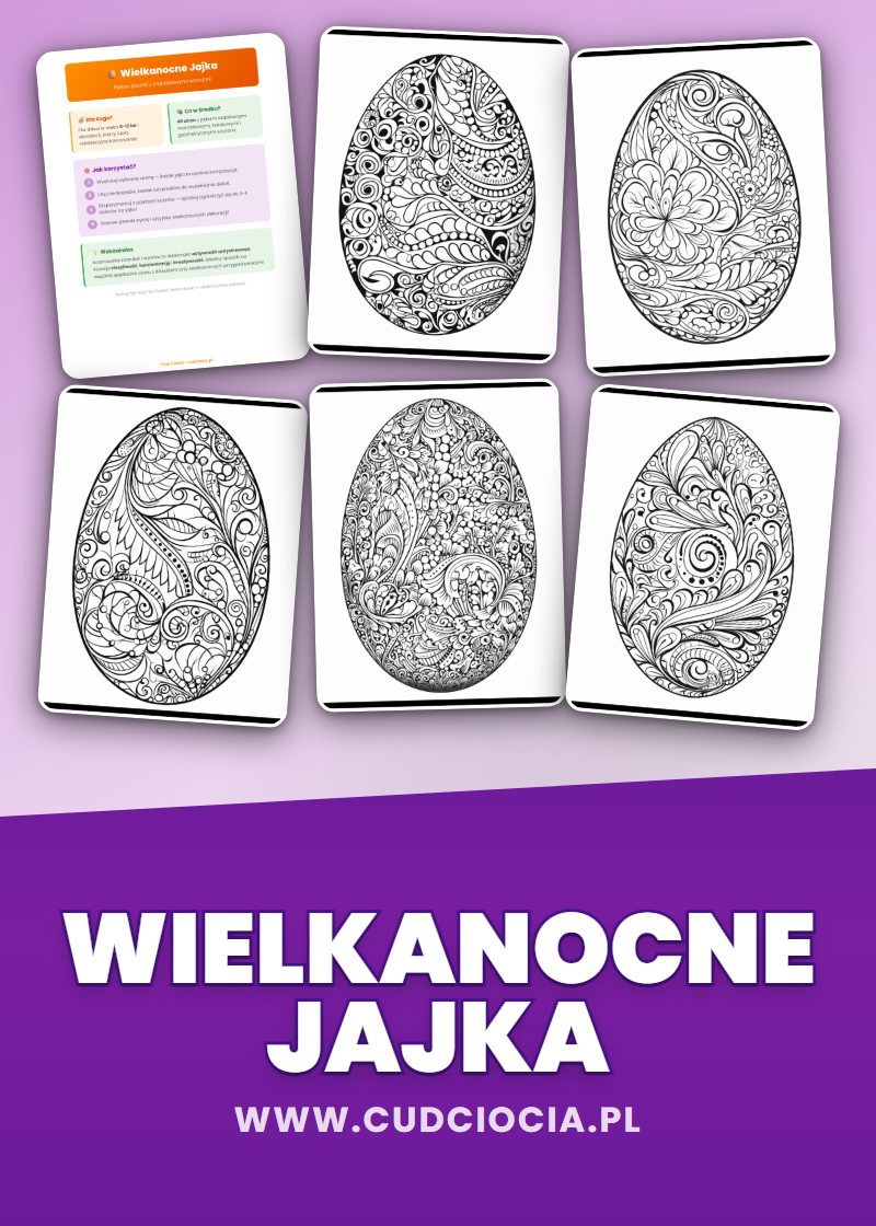 Jajka Wielkanocne Kolorowanka — 40 Pisanek z Mandalami (A4 PDF)