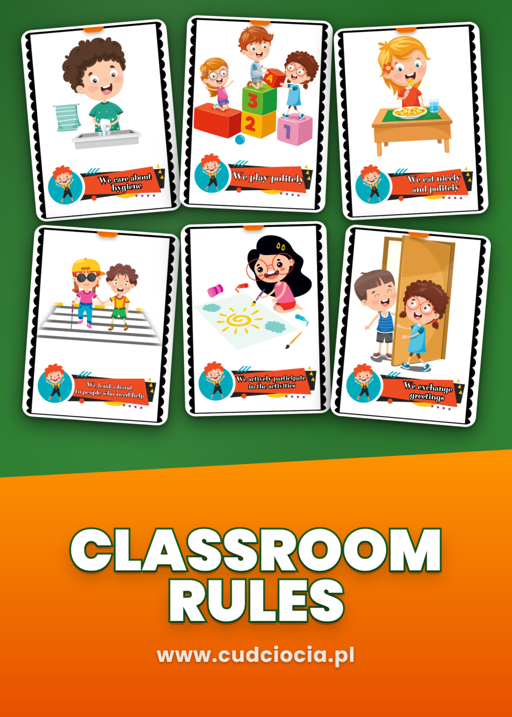 Classroom Rules – Kodeks Przedszkolaka ANG (Karty Prezentacyjne)