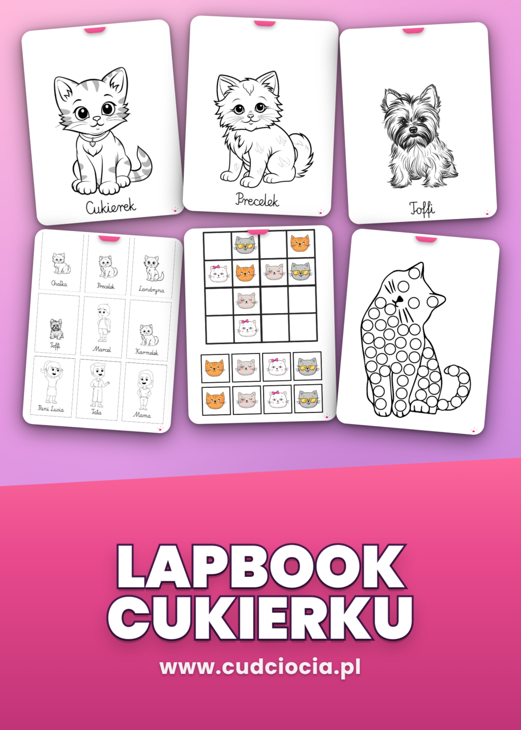 Lapbook „Cukierku, ty łobuzie!" — Karty Pracy do Lektury Waldemara Cichonia (51 Stron PDF)