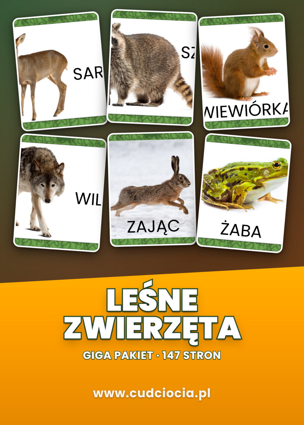 Leśne Zwierzęta GIGA Pakiet — 147 Stron Kart Pracy i Układanek