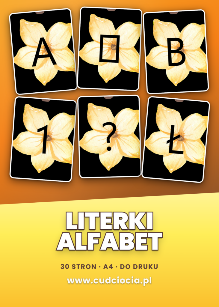 Literki do Druku PDF — Alfabet z Kwiatami (30 Stron A4)