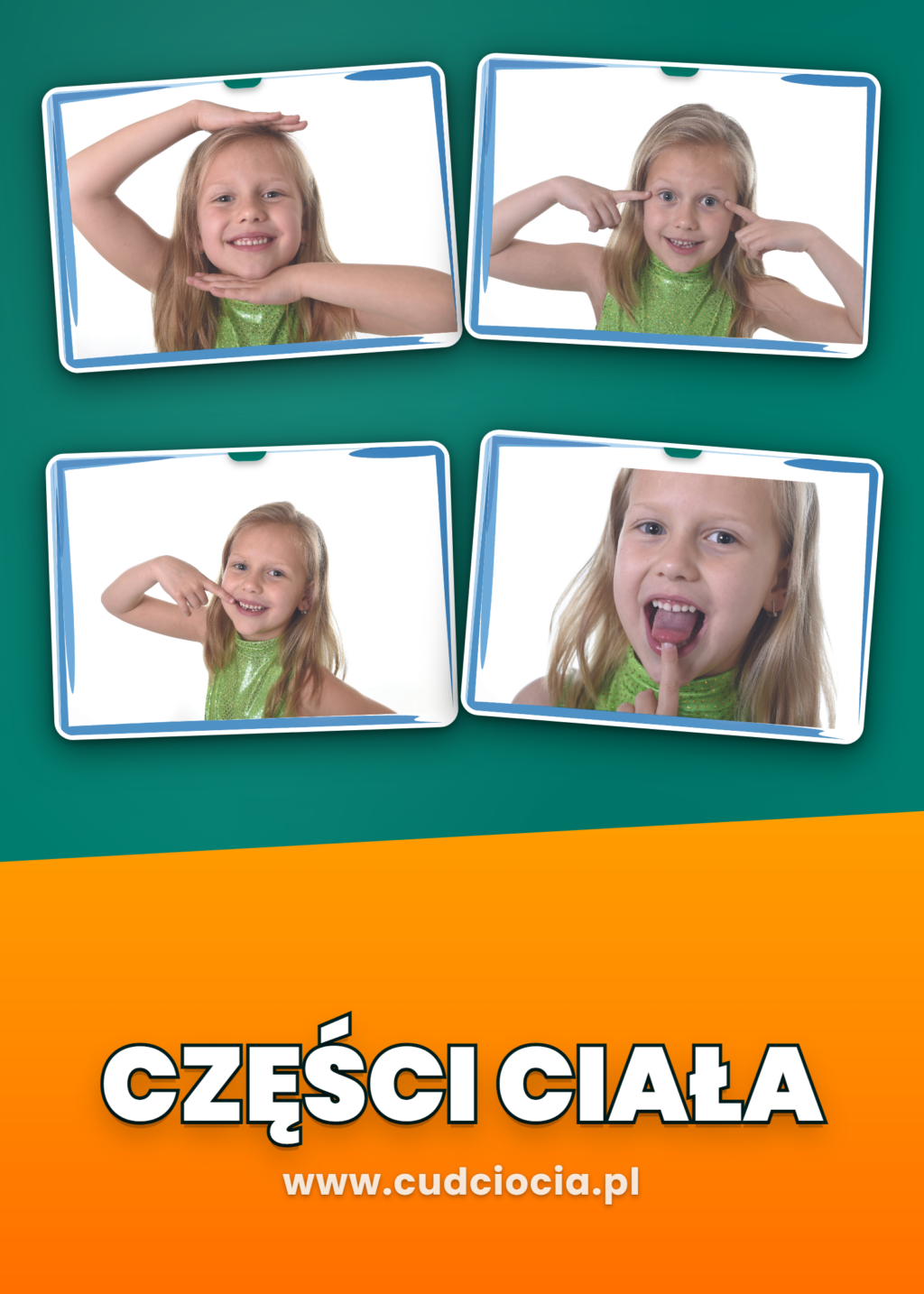 Motoryka Duża – Części Ciała Karty Pracy z Dziewczynką (19 Stron PDF do Druku)