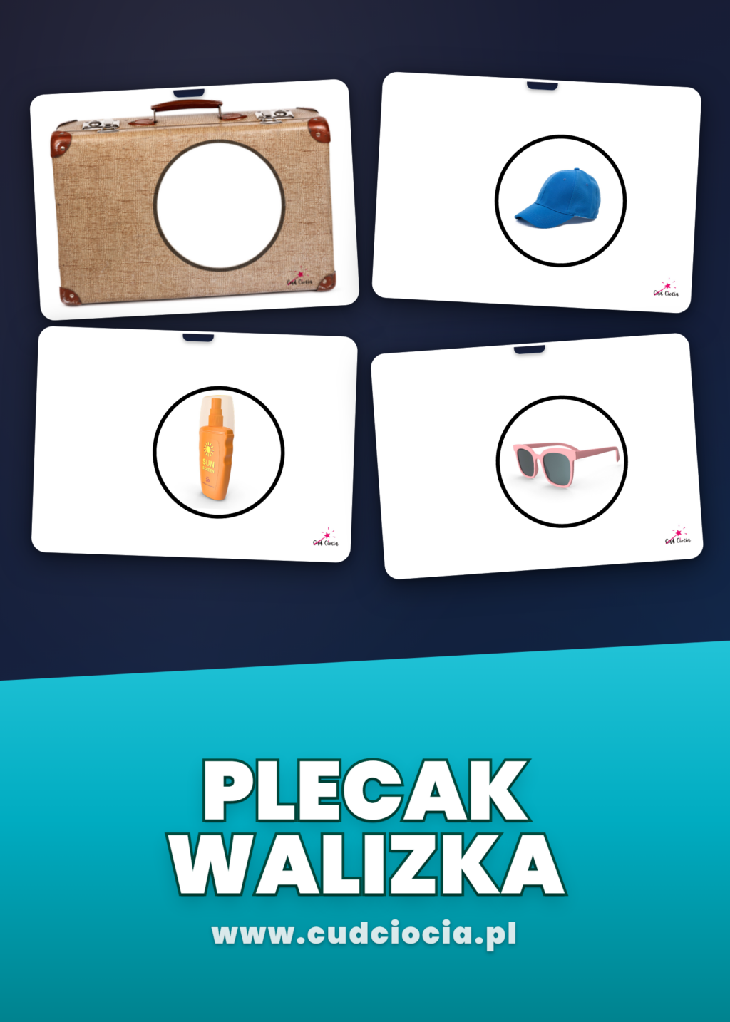 Co Spakować na Wakacje — Karty Pracy z Okienkiem (30 Stron, Magiczny Plecak)