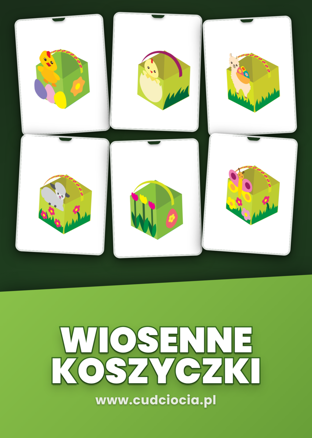 Wiosenne Koszyczki — Dekoracje do Druku (19 Stron, A4 PDF)