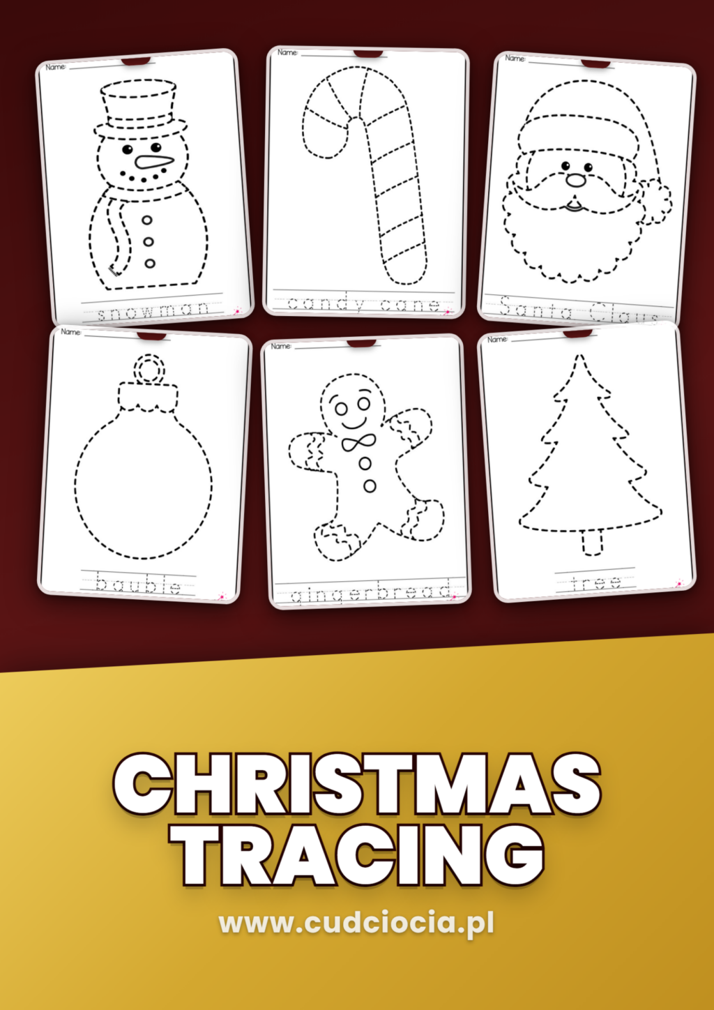 Szlaczki Świąteczne do Druku — Christmas Tracing + Grafomotoryka