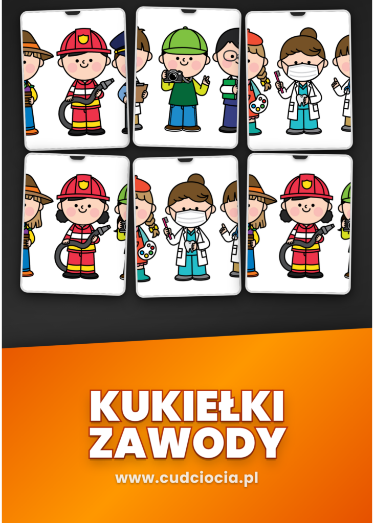 Zawody Kukiełki Kolorowe — Postacie do Druku i Wycinania (8 Stron, A4 PDF)