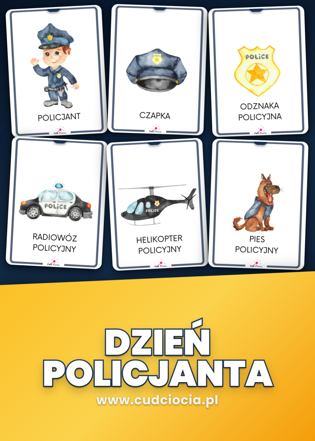 Okładka Dzień Policjanta - karty pracy PDF dla przedszkola