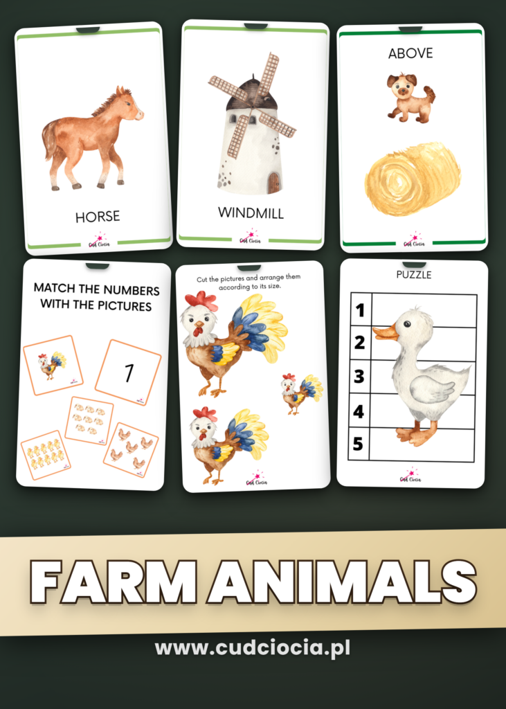 Farma po Angielsku Giga Pakiet — 60 Stron Flashcardów i Wycinanek