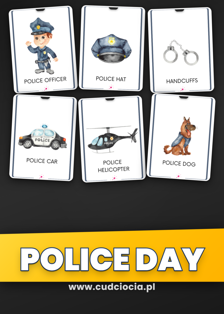 Dzień Policjanta po Angielsku — Karty Prezentacyjne + Karty Pracy ANG
